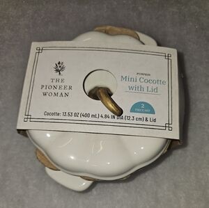 The Pioneer Woman White Pumpkin Cocotte with Gold Accent